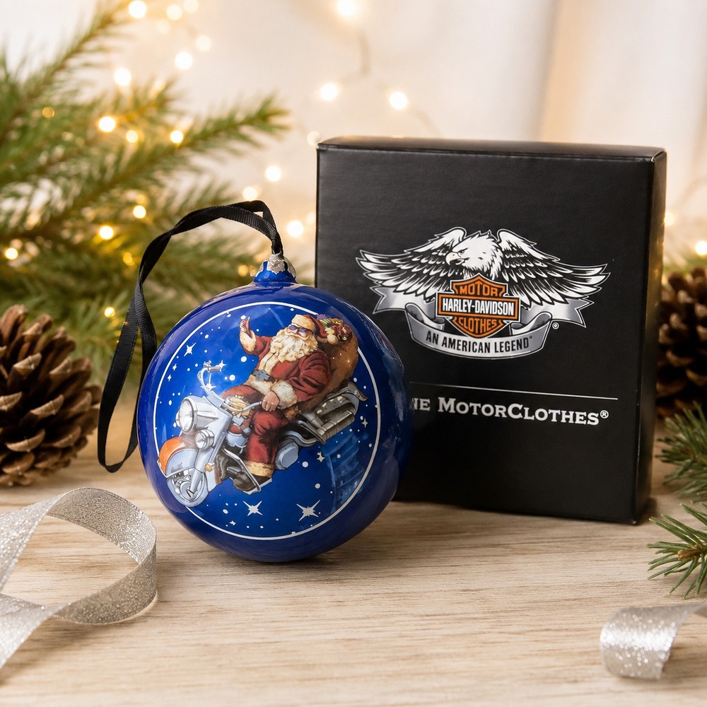Harley-Davidson 2013 Blue Santa Motorcycle Christmas Ornament with Original Box